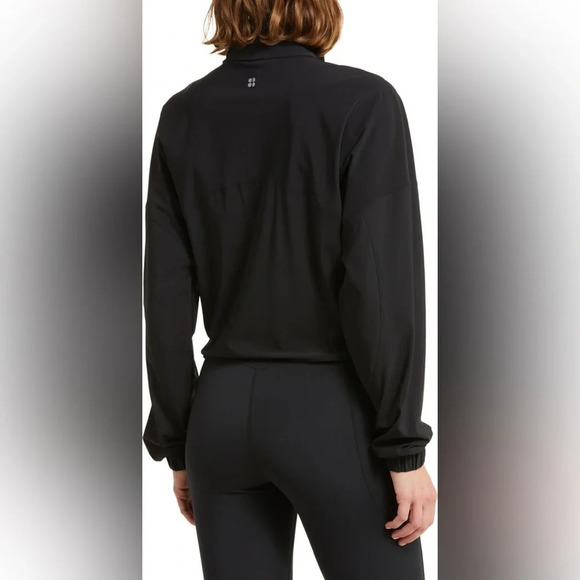 Black Half Zip Sweaty Betty Pullover with Drawstring Hem, pocket womens size XS - Picture 5 of 6